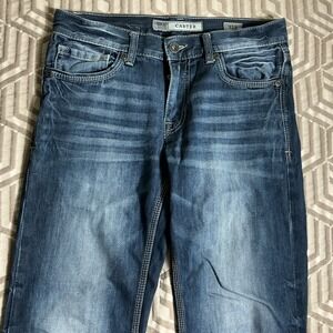 BKE Carter Jeans Mens 31R Blue Bootleg Medium Wash Distressed Denim Cowboy
